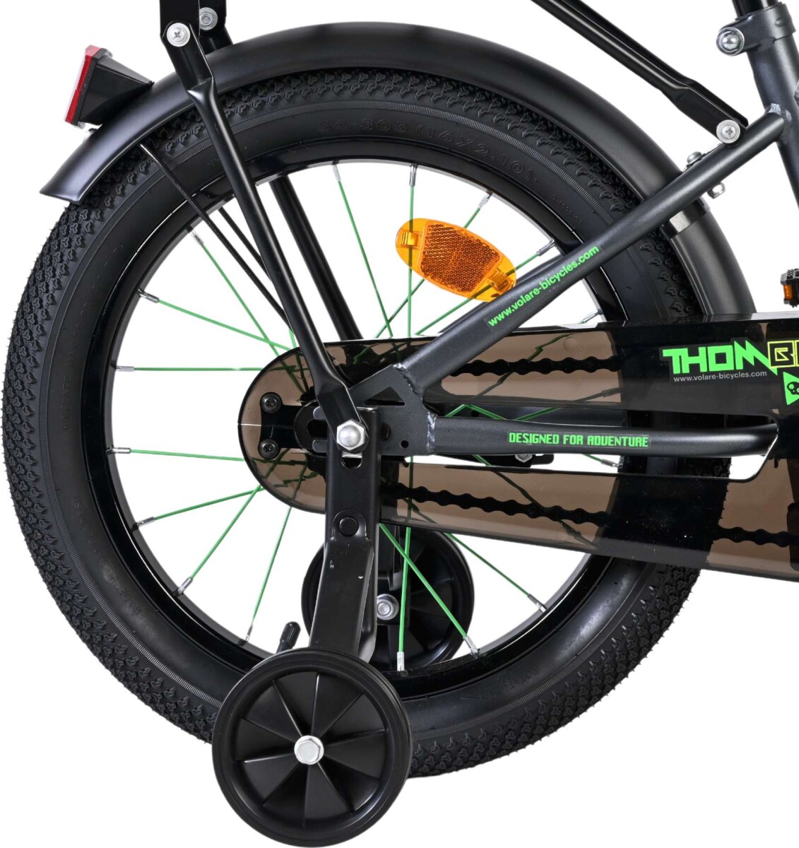 Volare - Thombike Cykel - 16 Tommer - Støttehjul - Grøn Grå