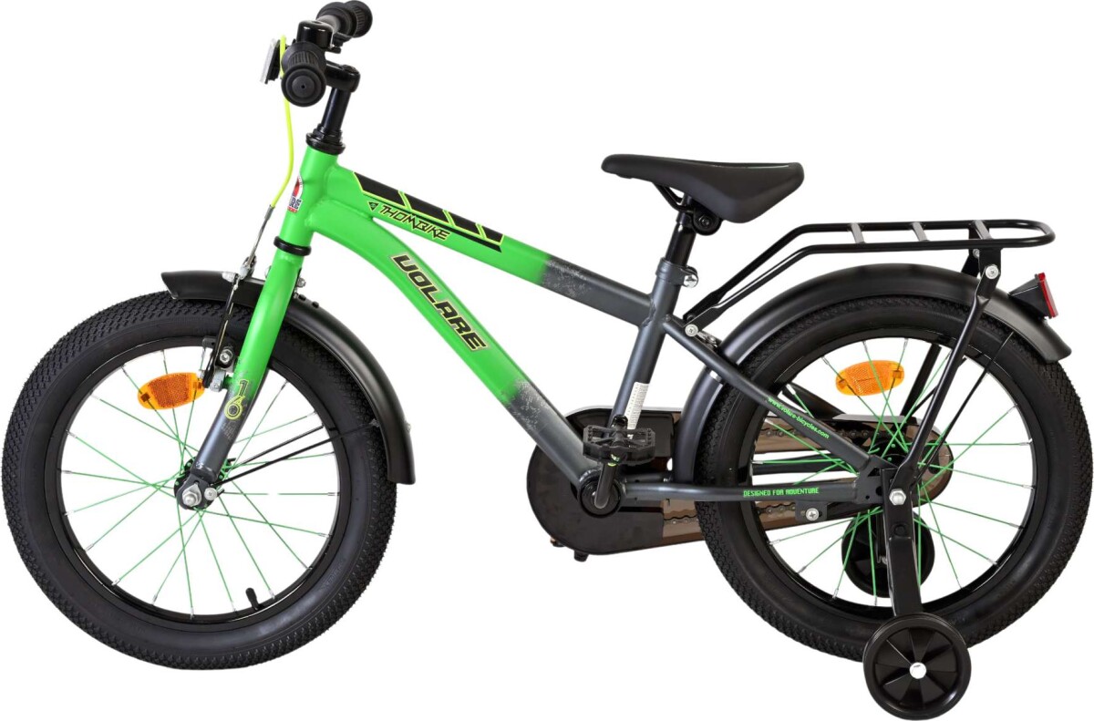 Volare - Thombike Cykel - 16 Tommer - Støttehjul - Grøn Grå