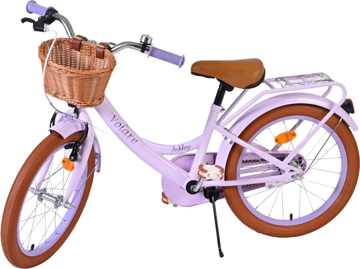 Volare - Ashley 18 Børnecykel - Kurv Bagagebærer - Lilla Pastel