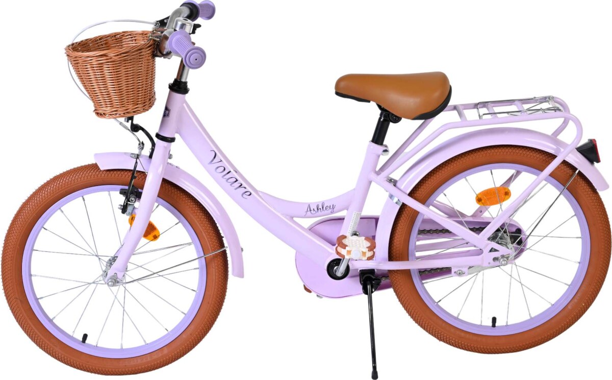 Volare - Ashley 18 Børnecykel - Kurv Bagagebærer - Lilla Pastel