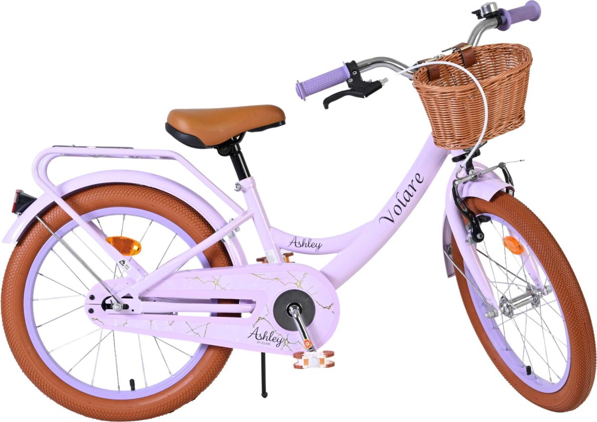 Volare - Ashley 18 Børnecykel - Kurv Bagagebærer - Lilla Pastel