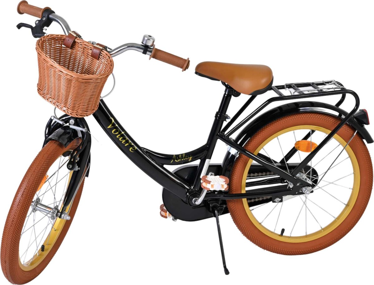 Volare - Ashley 18 Børnecykel - Med Kurv Og Bagagebærer - Sort