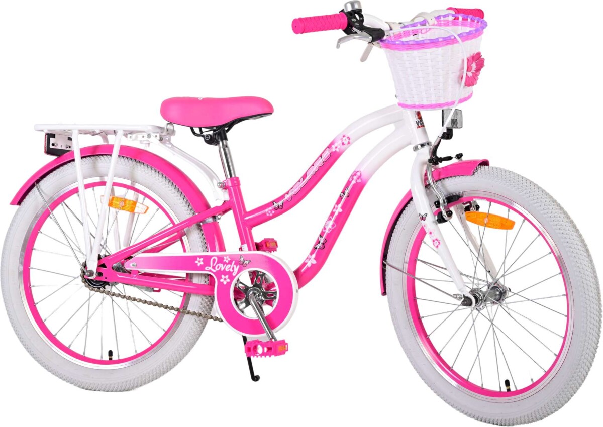 Volare - Børnecykel Med Kurv - 20 Tommer - Blomster - Pink