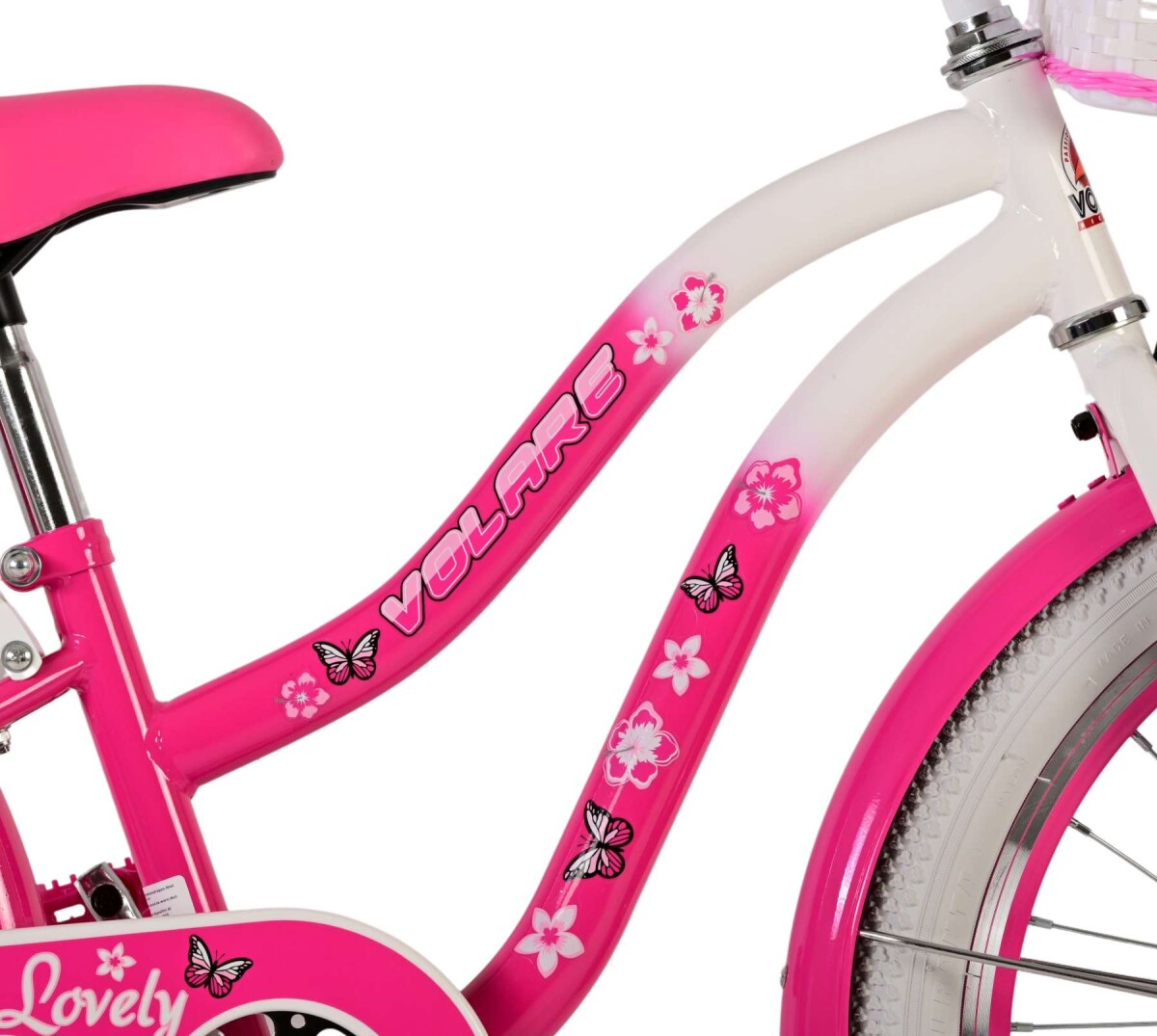 Volare - Børnecykel Med Kurv - 20 Tommer - Blomster - Pink