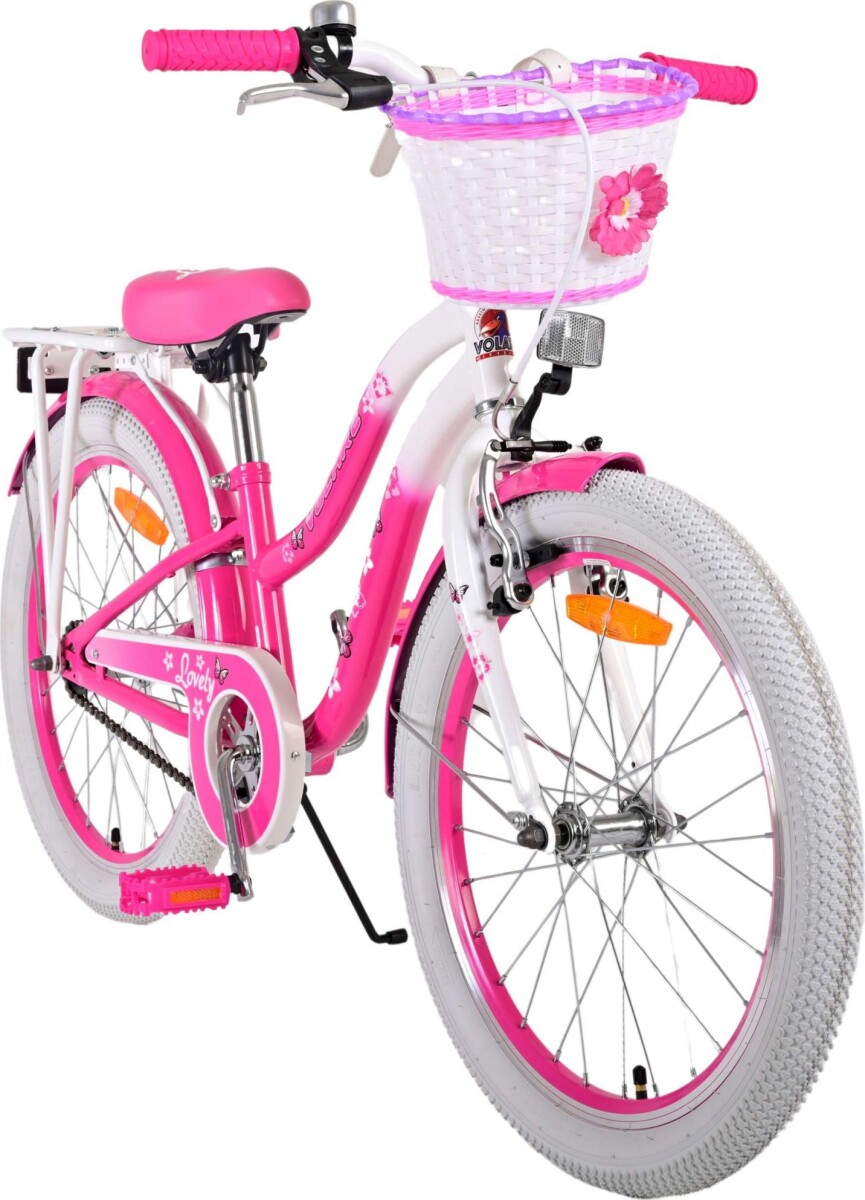 Volare - Børnecykel Med Kurv - 20 Tommer - Blomster - Pink
