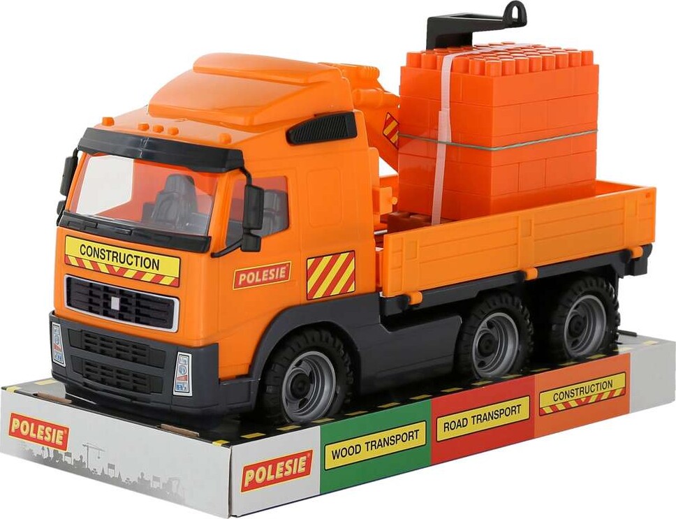 Volvo Lastbil Legetøj Med Kran Og Lad - 45 Cm - Polesie