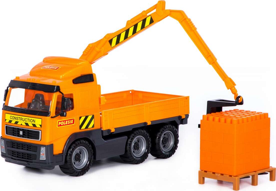 Volvo Lastbil Legetøj Med Kran Og Lad - 45 Cm - Polesie