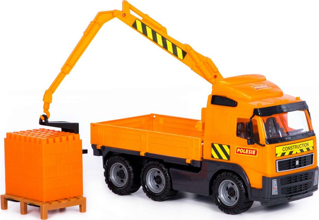 Volvo Lastbil Legetøj Med Kran Og Lad - 45 Cm - Polesie