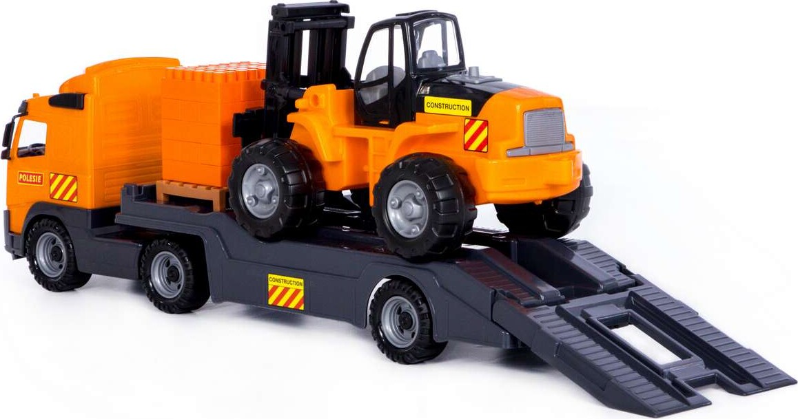 Volvo Lastbil Legetøj Med Gaffeltruck - 75 Cm - Polesie