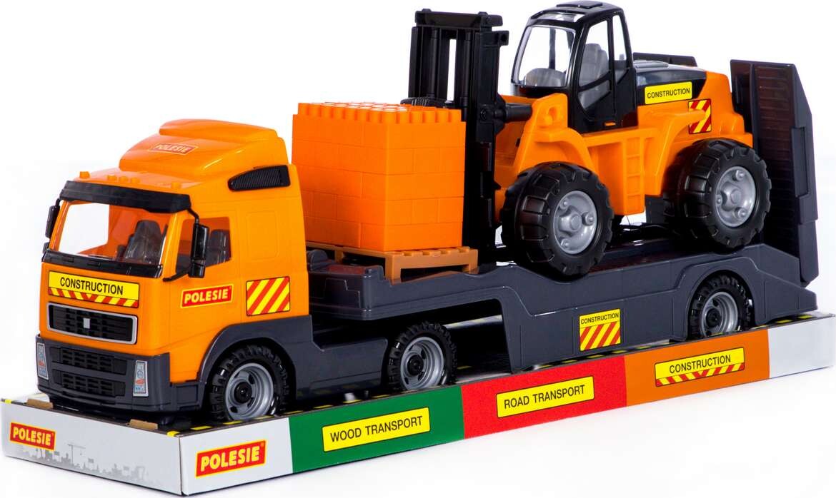 Volvo Lastbil Legetøj Med Gaffeltruck - 75 Cm - Polesie