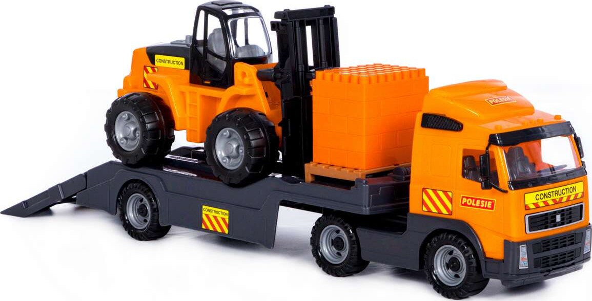 Volvo Lastbil Legetøj Med Gaffeltruck - 75 Cm - Polesie