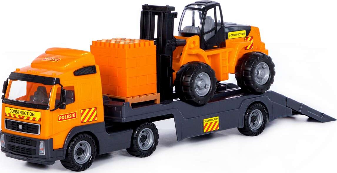 Volvo Lastbil Legetøj Med Gaffeltruck - 75 Cm - Polesie