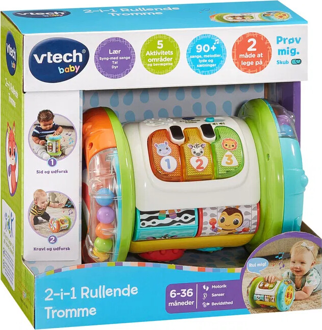 Vtech - Baby 2-I-1 Rullende Tromme - Aktivitetslegetøj - Dansk