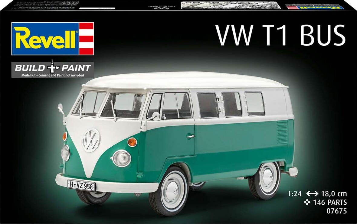 Revell - Vw T1 Samba Bus Bil Byggesæt - 1 24 - Level 5 - 07675