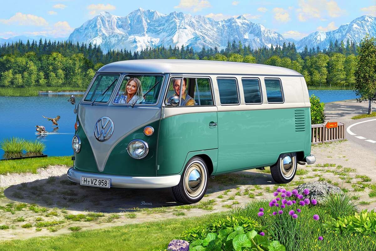 Revell - Vw T1 Samba Bus Bil Byggesæt - 1 24 - Level 5 - 07675