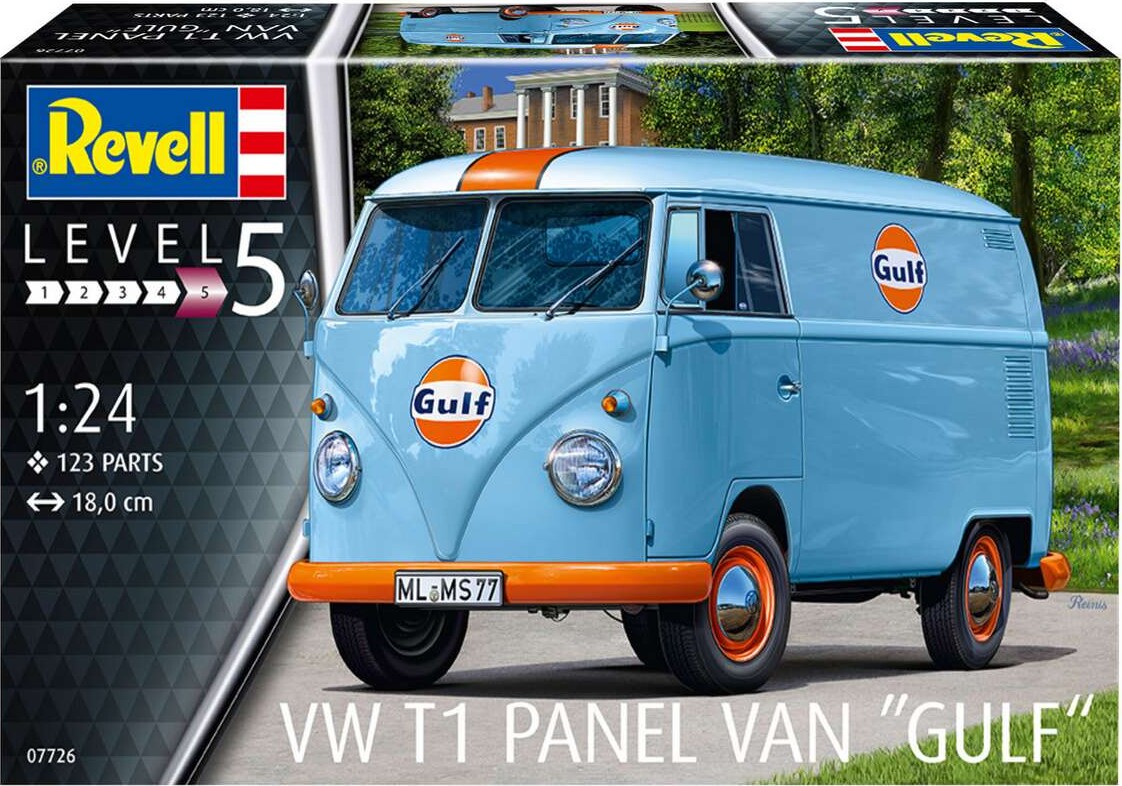 Revell - Vw T1 Panel Van Gulf Modelbil - 1 24 - Level 5 - 07726