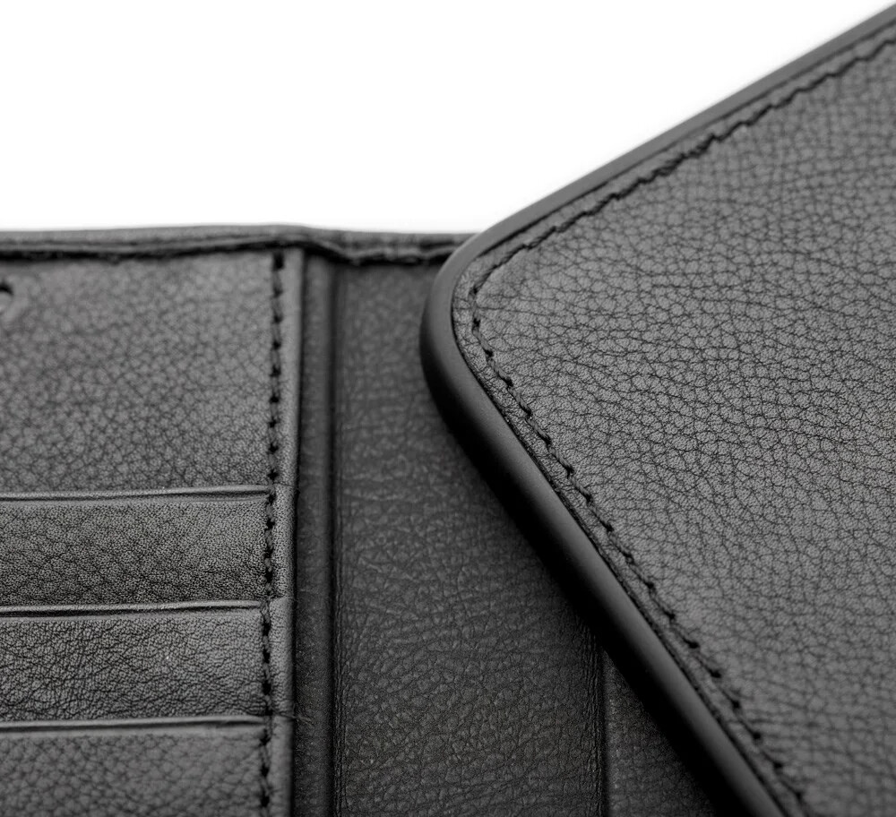 Trunk - Iphone 12 Mini - 2-I-1 Flip Cover - Ægte Læder - Sort