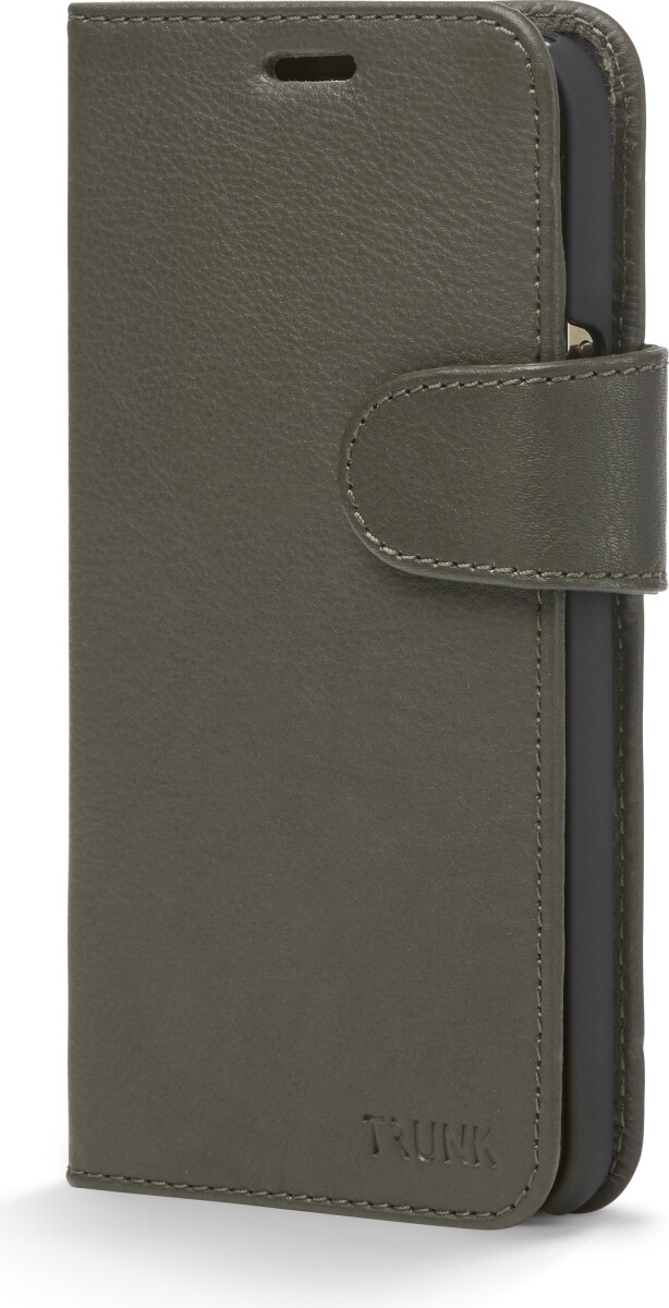 Trunk - Iphone 12 Mini - 2-I-1 Flip Cover - Ægte Læder - Grøn