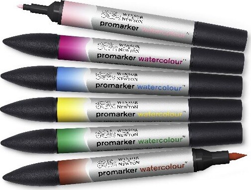 Promarker Watercolour Markers - 6 Vandfarve Tusser - Floral - Winsor Newton