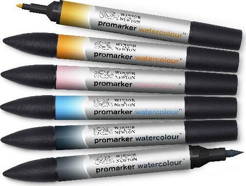 Promarker Watercolour Markers - 6 Vandfarve Tusser - Sky - Winsor Newton