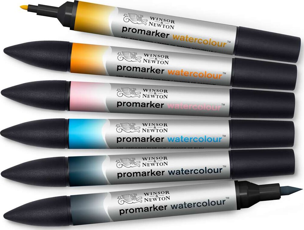 Promarker Watercolour Markers - 6 Vandfarve Tusser - Sky - Winsor Newton