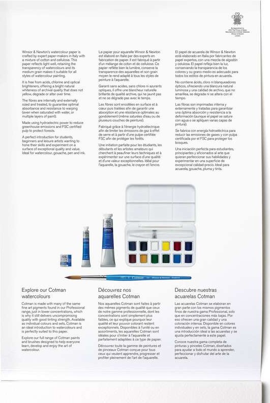 Akvarelpapir - 27 9 X 35 6 Cm - Cold Press - Winsor Newton - 12 Ark