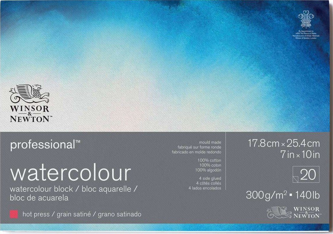 Winsor Newton - Akvarelpapir - 17X25 Cm - Hot Press - 20 Ark