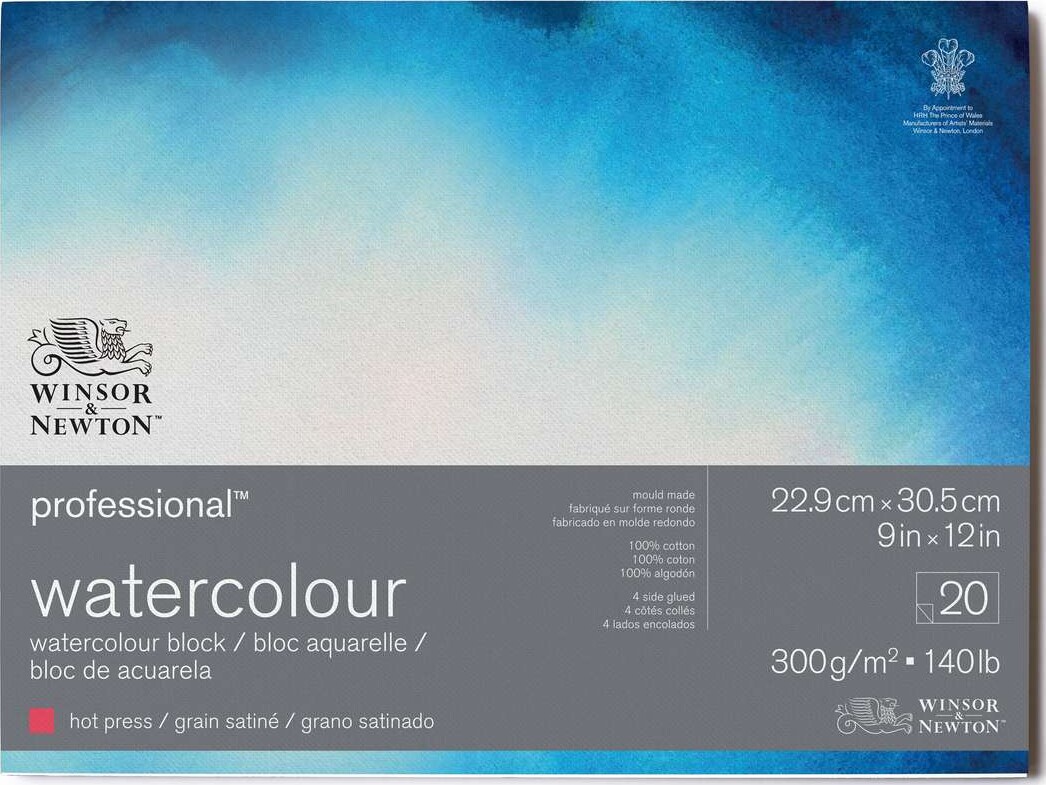 Winsor Newton - Akvarelpapir - 22X30 Cm - Hot Press - 20 Ark