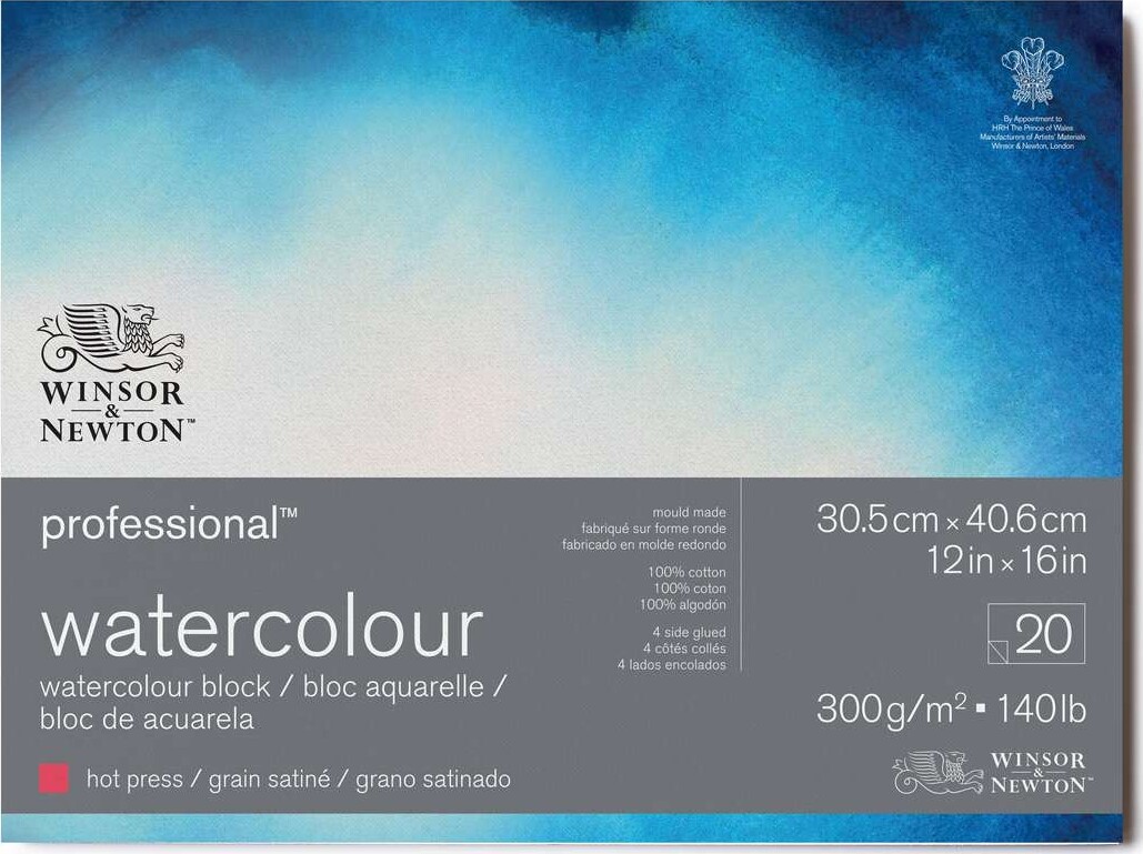 Winsor Newton - Akvarelpapir - 30X40 Cm - Hot Press - 20 Ark