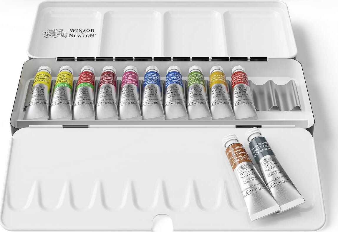 Winsor Newton - Akvarelfarve Sæt - Lightweight Sketchers Box - 12X5 Ml