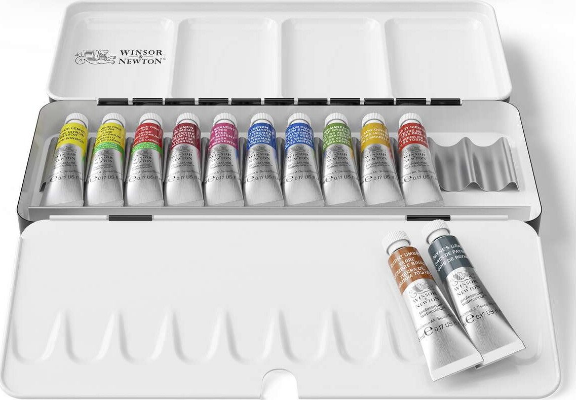 Winsor Newton - Akvarelfarve Sæt - Lightweight Sketchers Box - 12X5 Ml