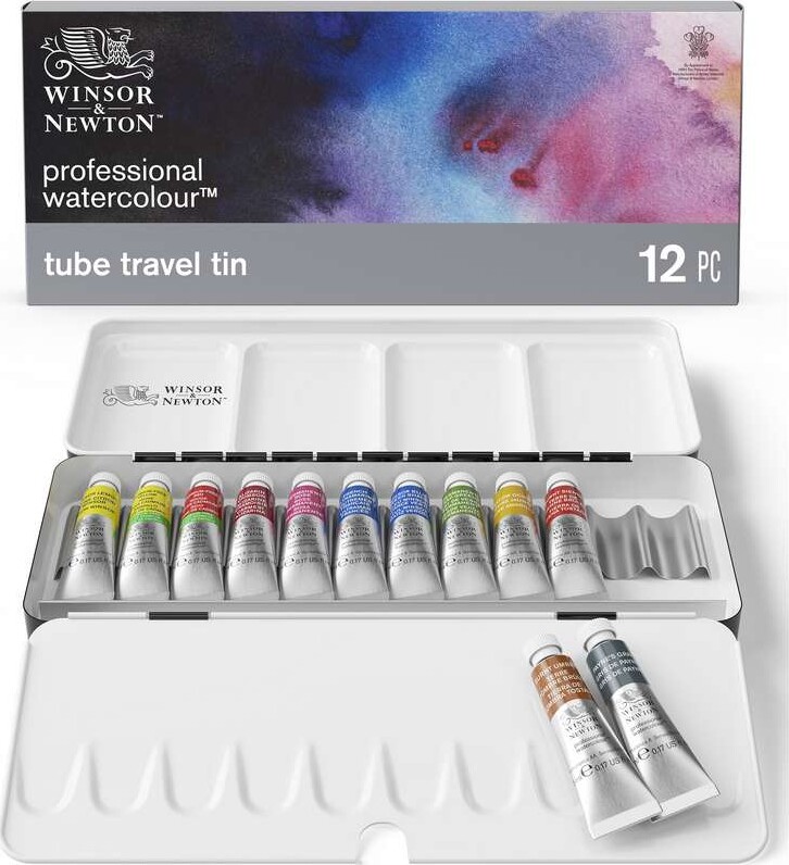 Winsor Newton - Akvarelfarve Sæt - Lightweight Sketchers Box - 12X5 Ml