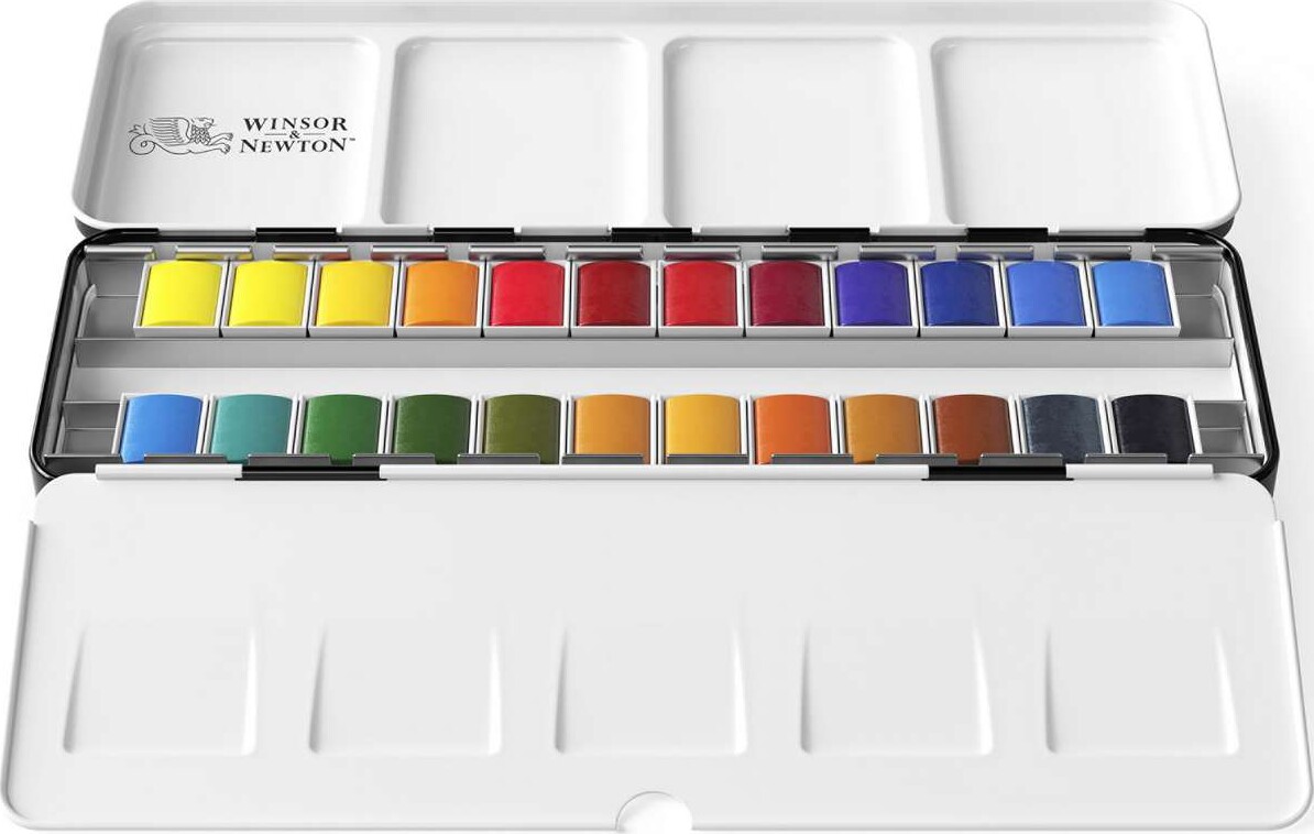 Winsor Newton - Akvarelfarve Sæt - Lightweight Sketchers Box - 24 Farver
