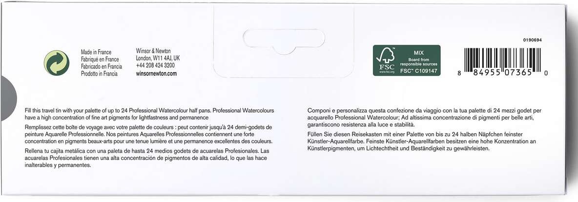 Winsor Newton - Akvarelæske Til 24 12 Pan - Empty Travel Tin