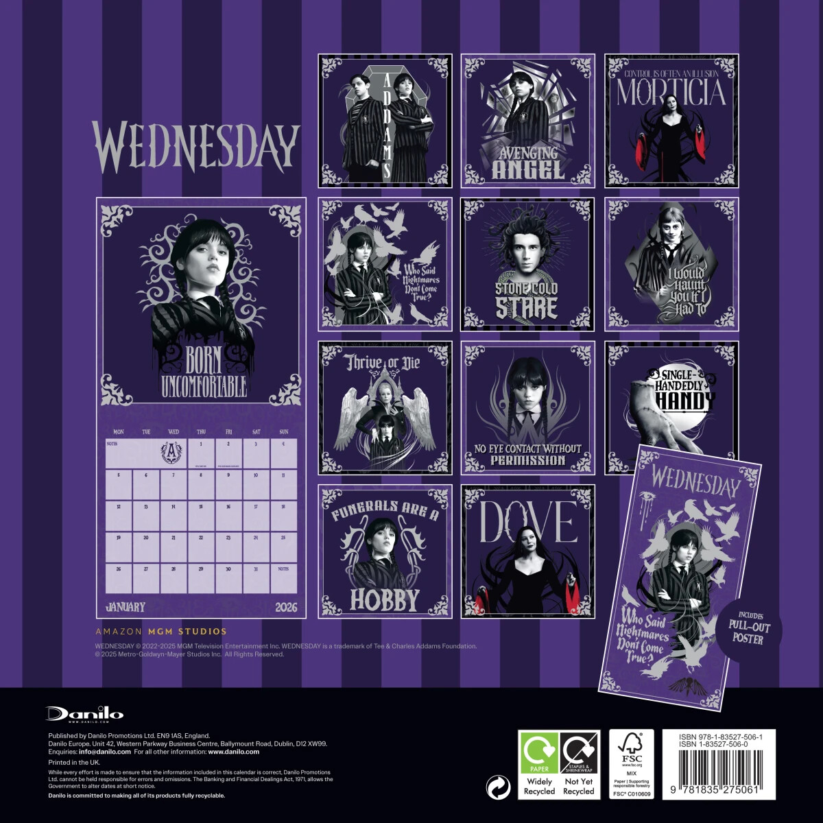Wednesday Officiel Kalender 2026 - Firkantet
