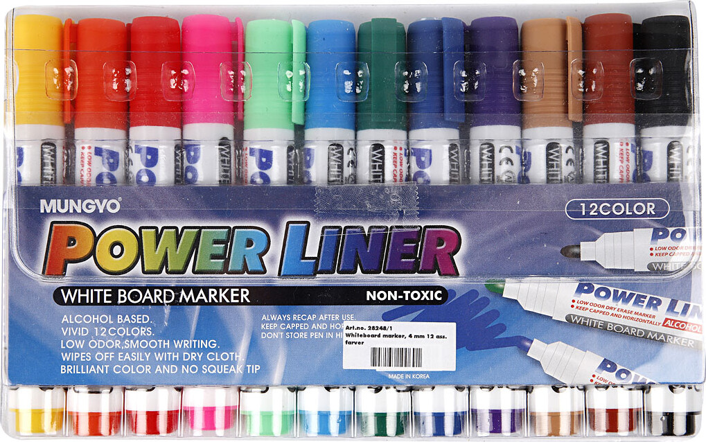 Whiteboardmarker - Tykkelse 4 Mm - Assorterede Farver - 12 Stk