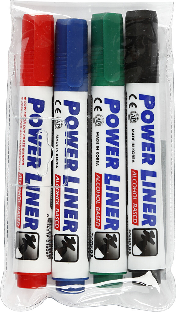 Whiteboardmarker - Tykkelse 4 Mm - Sort - Blå - Grøn - Rød - 4 Stk