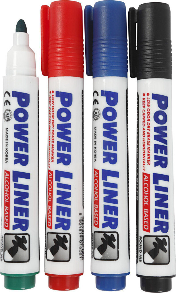 Whiteboardmarker - Tykkelse 4 Mm - Sort - Blå - Grøn - Rød - 4 Stk