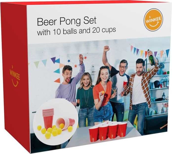 Winkee - Beer Pong Sæt - Classic Beer Pong - 20 Cups And 10 Balls