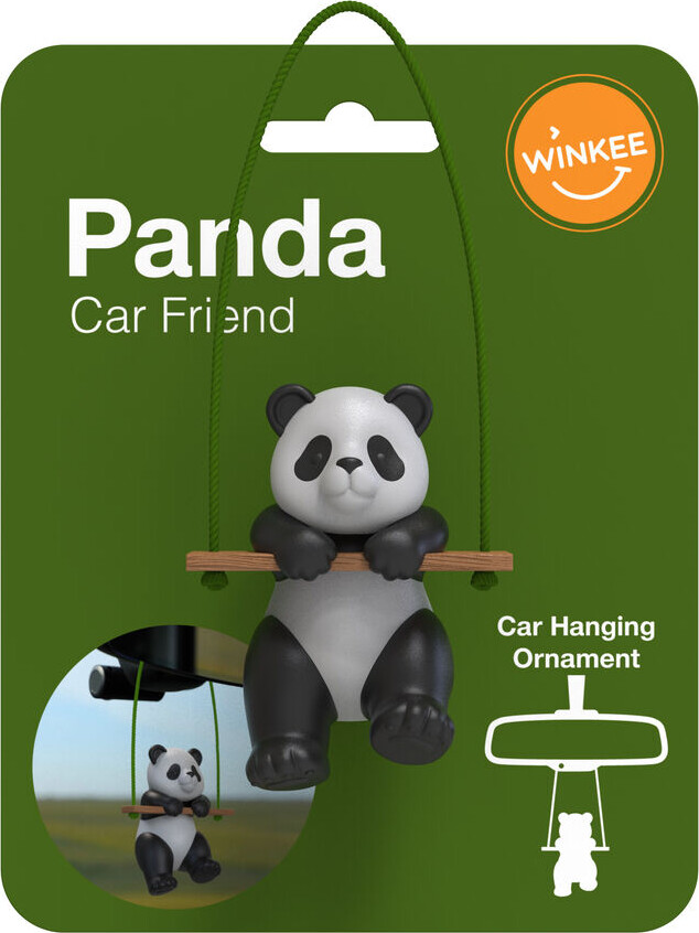 Winkee - Car Friends Panda - Classic Black And White - 10 Cm X 8 Cm X 5 Cm