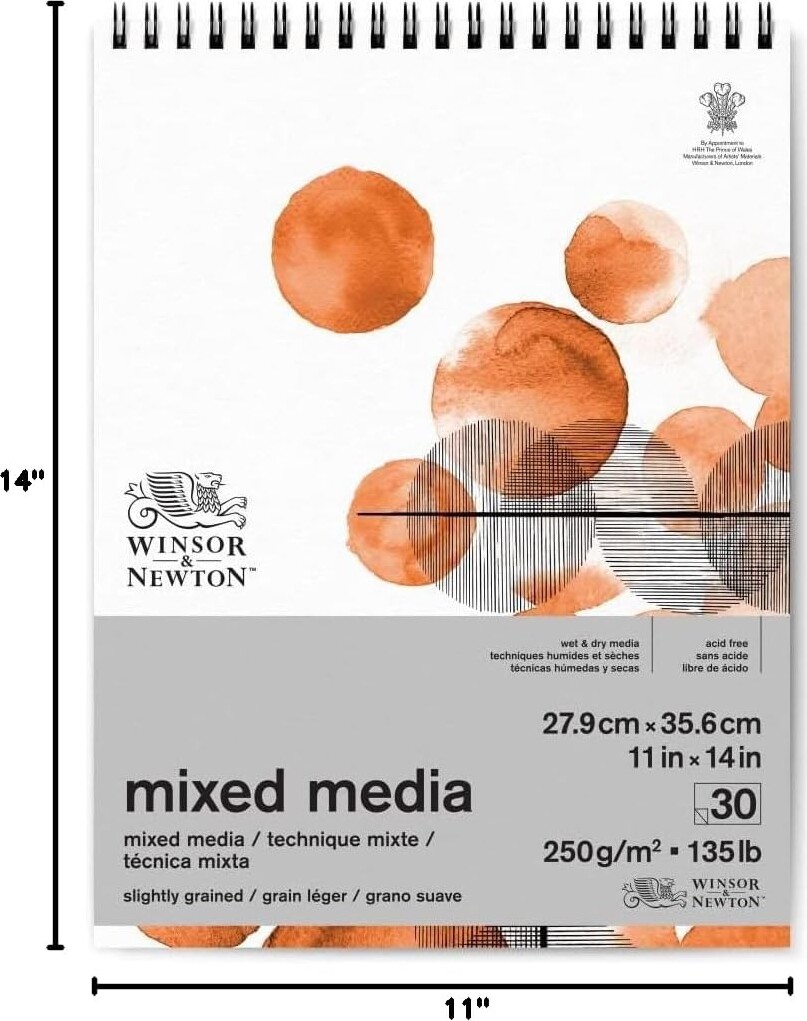 Winsor Newton - Mixed Media Skitseblok 250G 28X36 Cm - 30 Sider