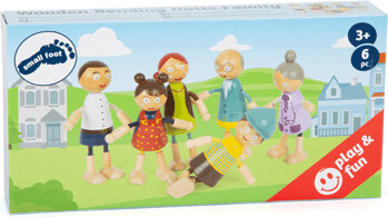 Dukker Til Dukkehus - Wooden Bending Dolls Family - 6 Stk