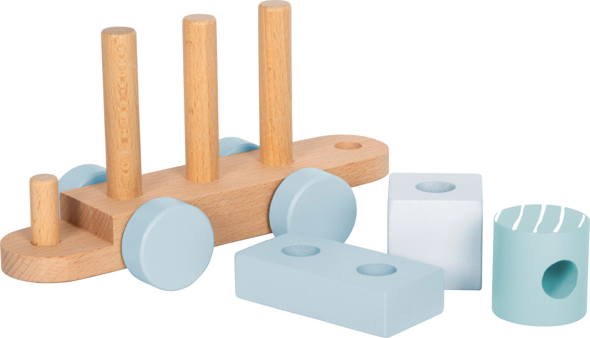 Legetøjstog Med Stableklodser - Træ - Til Børn - Blå - Small Foot