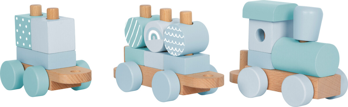 Legetøjstog Med Stableklodser - Træ - Til Børn - Blå - Small Foot