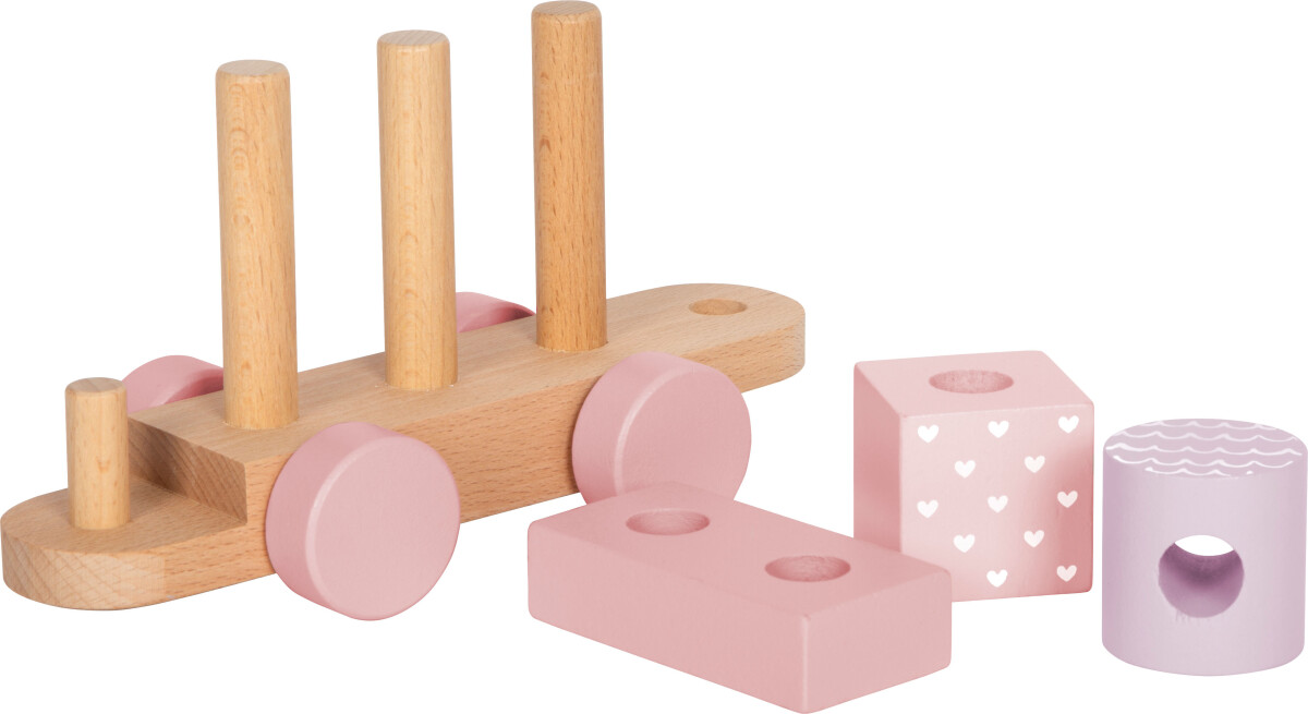 Legetøjstog Med Stableklodser - Træ - Til Børn - Pink - Small Foot