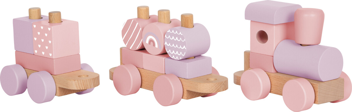 Legetøjstog Med Stableklodser - Træ - Til Børn - Pink - Small Foot