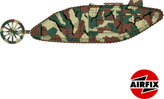 Airfix - Wwi Male Tank Byggesæt - Vintage Classics - 1 76 - A01315V