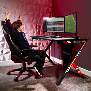 X Rocker - Gaming Bord - Ocelot Carbon - Blå Og Røde Stickers