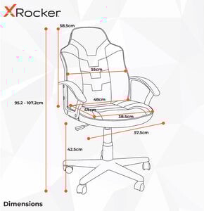 X Rocker - Gaming Stol - Juniorteen - Saturn - Mid-Back - Sort Blå