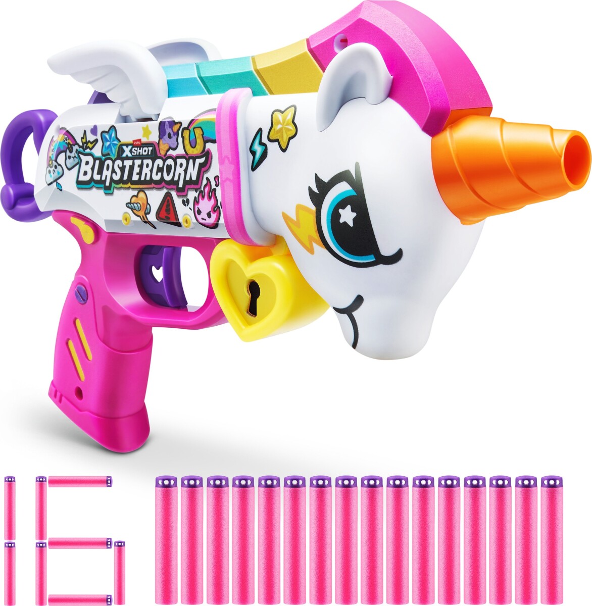 Zuru X Shot - Gun - Blastercorn - Unicorn Heartbreaker - 16 Skud